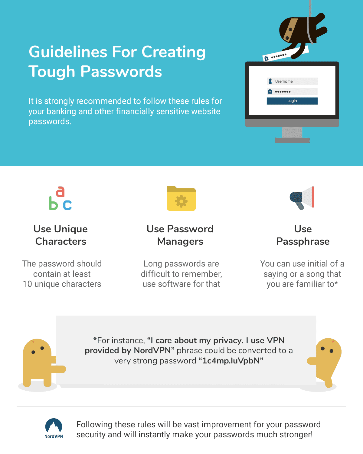 Tough passwords guidelines by NordVPN